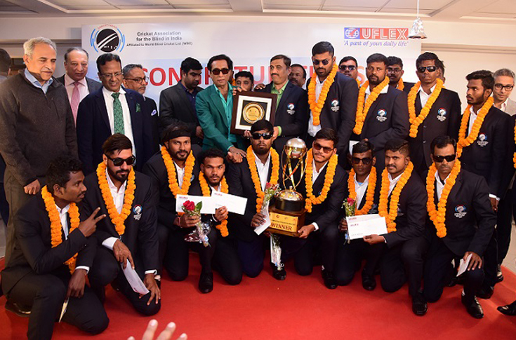 Ashok Chaturvedi felicitates Indian visually impaired cricket team