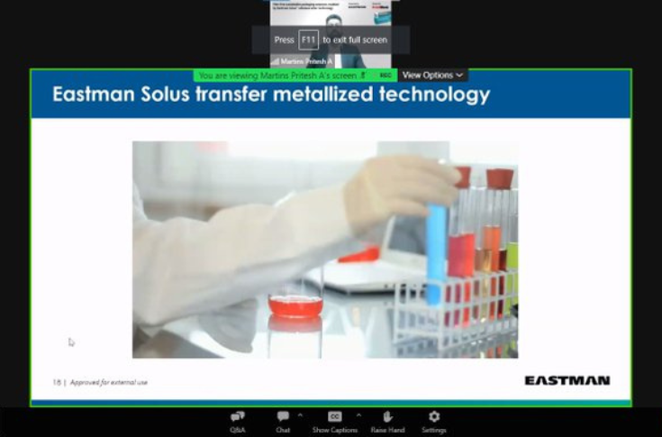 Eastman experts unlock potential of metallised film-free