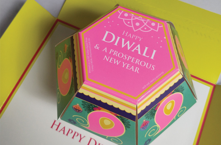 Java  Group celebrates Diwali with a fluorescent pop-up card