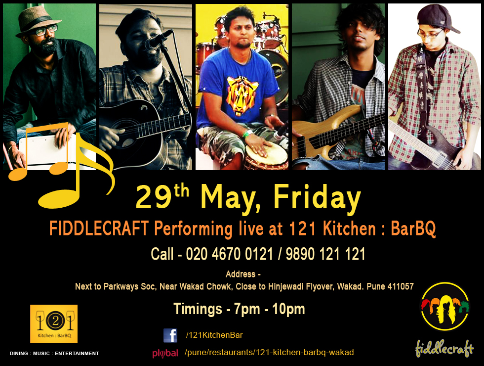 Live-performances by Pune's favorite FiddleCraft at 121 Kitchen : BarBQ
