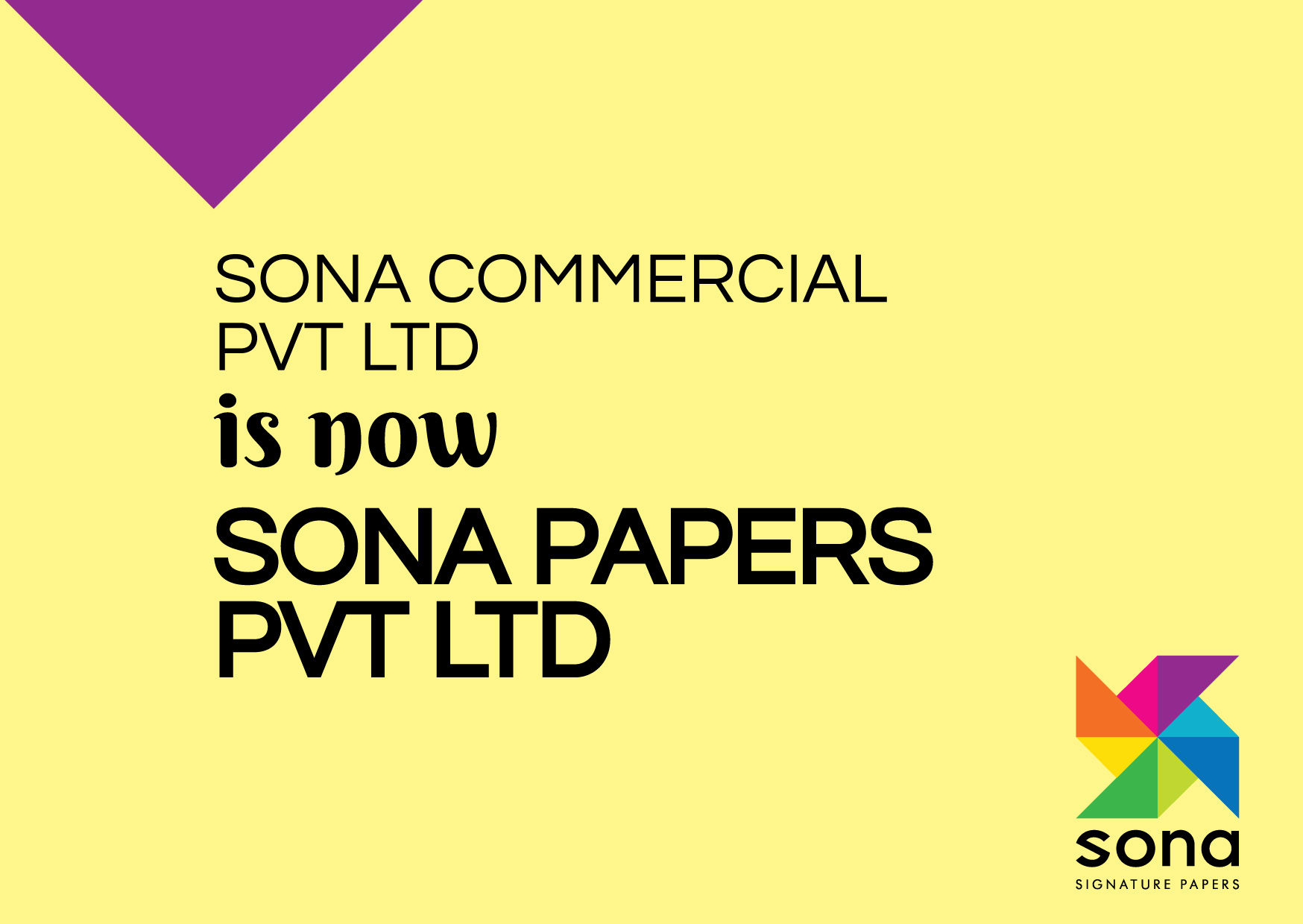 Sona Commercial is now Sona Papers