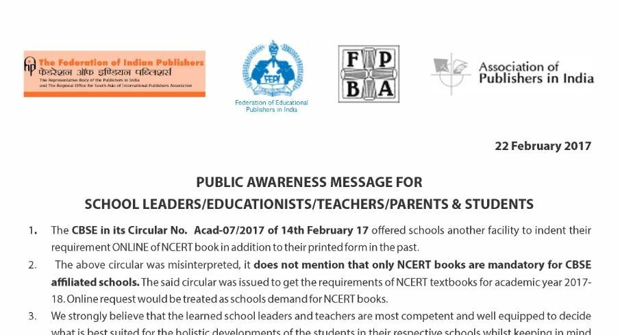 CBSE circular did not make NCERT books ‘mandatory’, publishers’ bodies clarify in a public awareness message