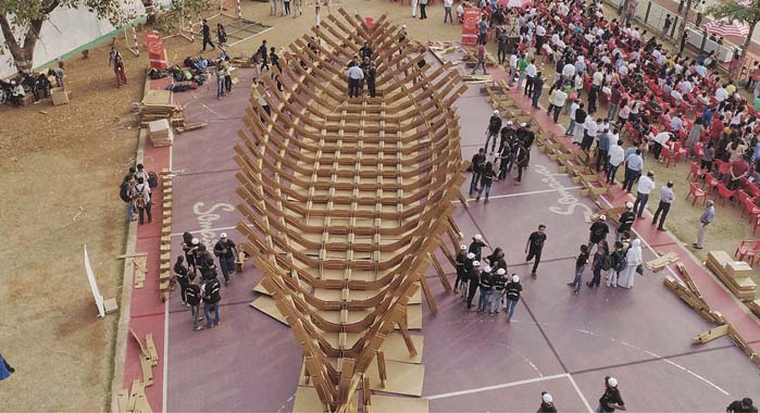 Guinness world record attempt for largest cardboard structure