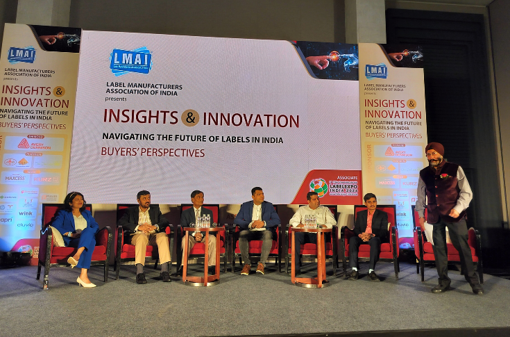 Industry leaders and label printers participating in a panel discussion hosted by Label Manufacturers Association of India on evolving trends in label printing and packaging