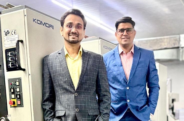Print Vision printing facility in Bhumi World featuring Komori presses and Bindwel finishing equipment supporting commercial and packaging print production