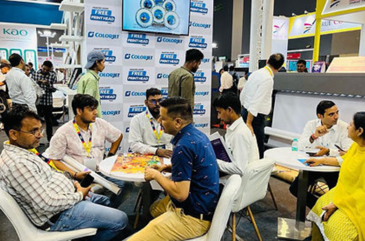Sign India 2024 exhibition featuring advanced signage technologies, digital displays, and printing solutions with large crowds of trade visitors and international exhibitors