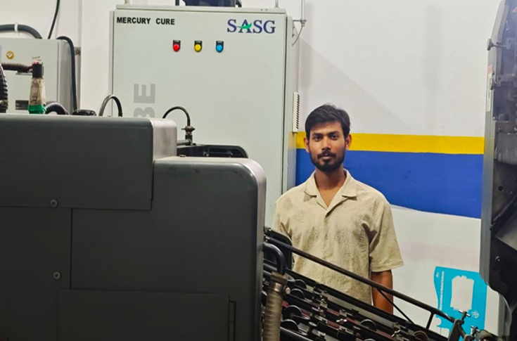 Manglam Papers & Cards installs SASG High Drip Master UV system for advanced print enhancement, creating glossy, textured, and premium wedding card finishes