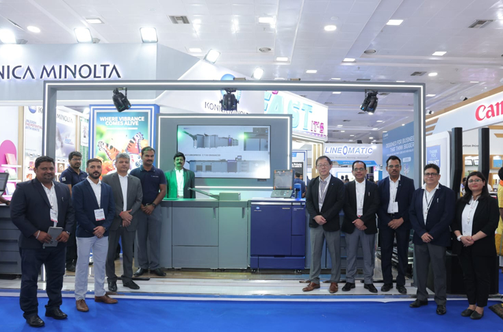 Konica Minolta AccurioPress C14010S production printing system showcasing high-speed output up to 140 ppm, advanced automation features like Intelligent Quality Optimizer, SEAD X image processing, and support for diverse substrates including long sheets and recycled stock in a modern print production environment