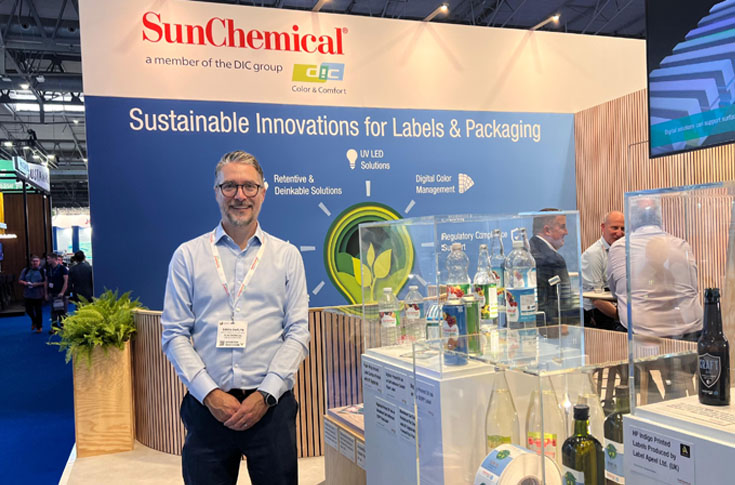 Dr Simon Daplyn from Sun Chemical discussing digital inks, low-migration UV technologies, water-based packaging inks, and recyclable ink solutions for labels and sustainable packaging applications