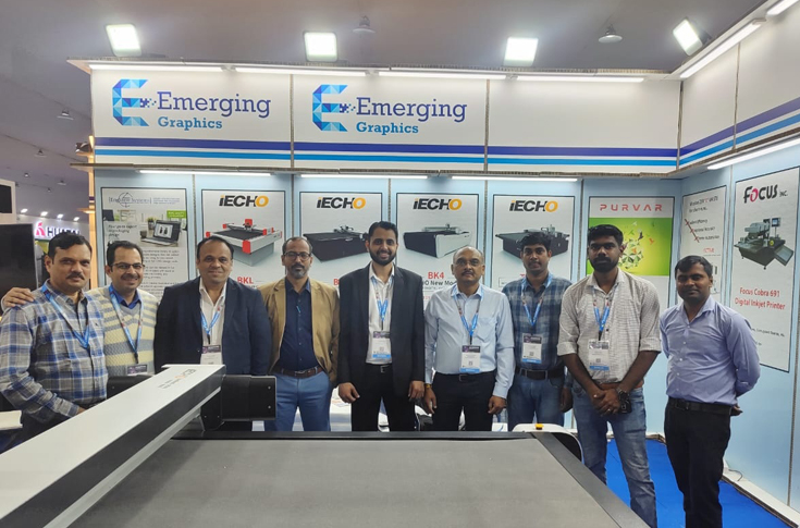 Eco-friendly exhibition stalls at PrintPack 2025 built by 7ply Venture using honeycomb boards and flatbed inkjet printing, featuring modular walls, fabric graphics, and reusable display structures