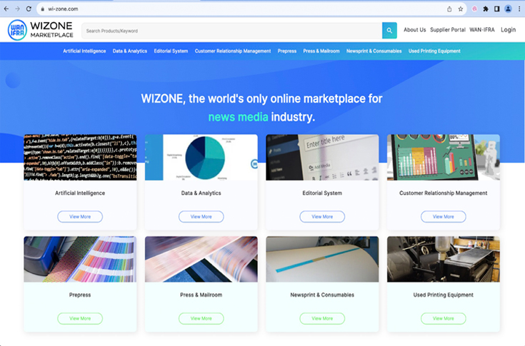 Launch of Wizone at the Indian Printers Summit 2023 showcasing an online marketplace for news publishing products, suppliers and industry solutions
