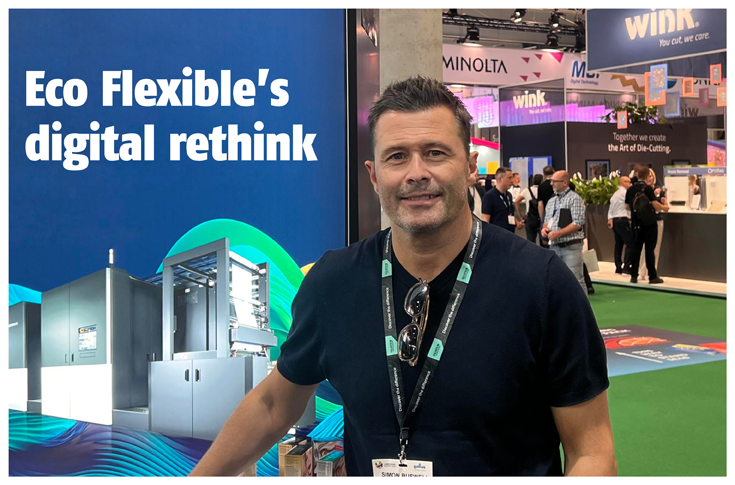 Flexible packaging production environment at Eco Flexibles, showcasing digital printing technology and short-run packaging solutions designed for fast-moving consumer brands and customised packaging needs