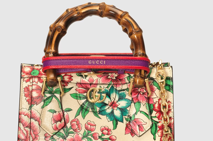Gucci leather handbag product involved in Agfa patent dispute over inkjet-printed and coated decorative leather manufacturing process in Europe