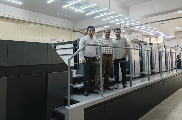Heidelberg Speedmaster SX 102 eight-colour perfector installed at Goyal Offset Works for high-volume textbook printing, improving production speed, consistency, and operational efficiency
