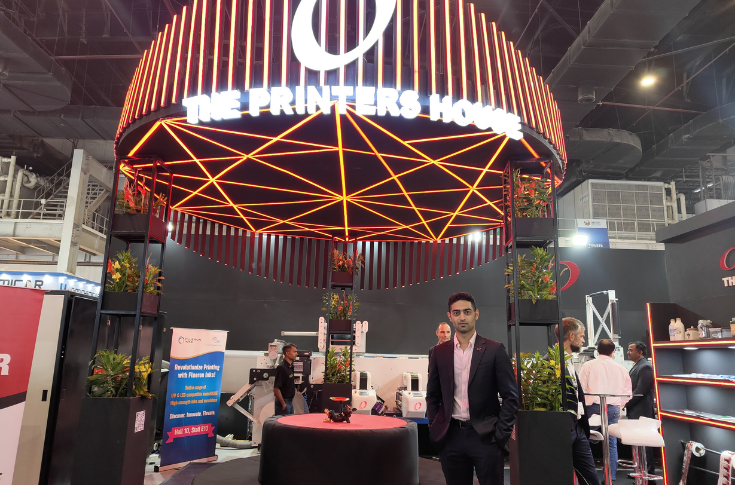 Orient X-Press Flex flexographic press and Orient Jet UV inkjet printing system showcasing advanced Indian-made printing technology with proprietary ink delivery system and multi-printhead compatibility