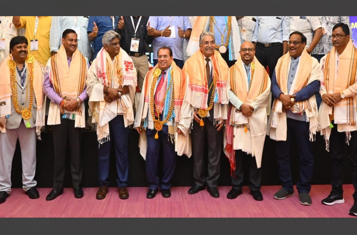 AIFMP 2024–25 newly elected office bearers including President Satish Malhotra of Swan Megaprint, along with vice-presidents, secretary, and treasurer representing India’s printing industry federation and its nationwide associations