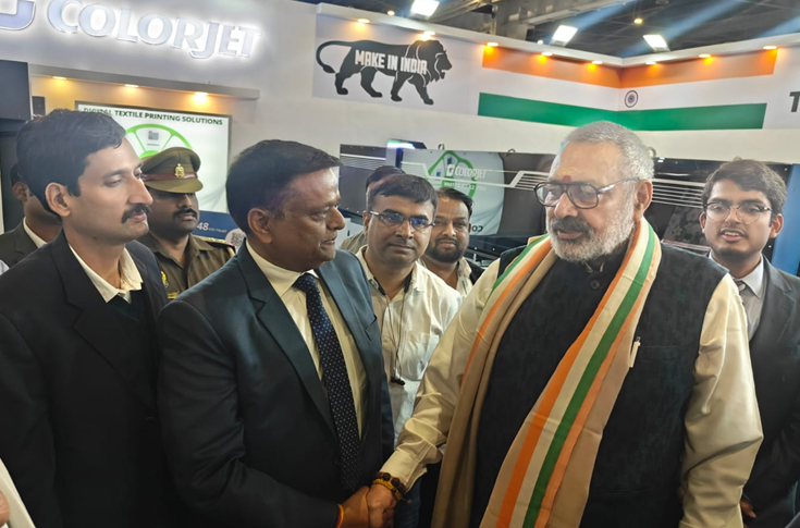 ColorJet India hosts Union ministers and textile ministry officials at GTE Expo, presenting advanced sustainable textile printing technologies at Bharat Tex, Noida Expo Mart