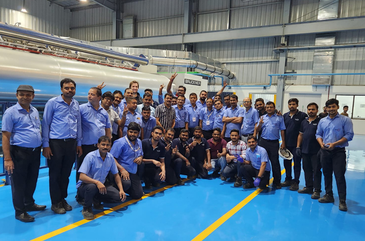 Dhunseri Ventures BOPET film production line at Panagarh/Durgapur site featuring Brückner Maschinenbau machinery with wide film stretching systems and advanced orientation technology for high-quality polyester film manufacturing