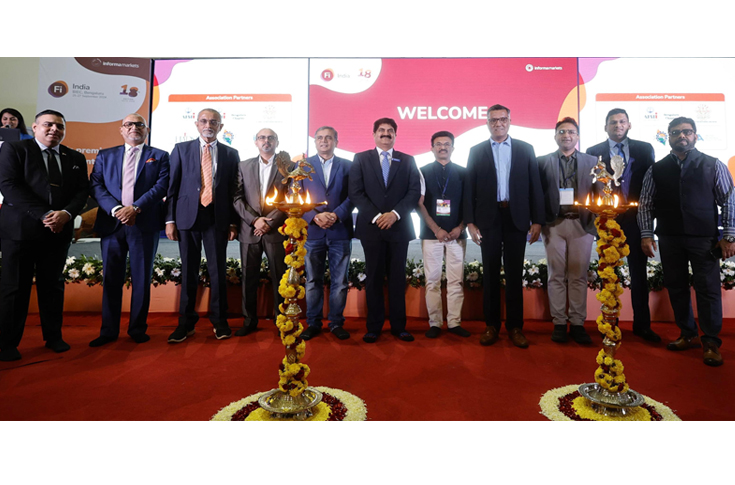 Fi India and ProPak India 2024 exhibition at a trade venue with industry leaders, exhibitors, and visitors exploring food ingredients, processing technologies, and packaging innovations during a large-scale B2B trade event in India