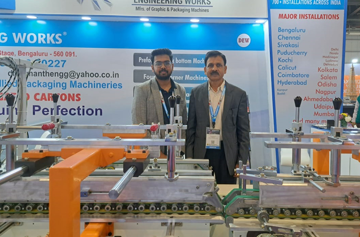 Dheemanth Engineering Works reports three machine bookings at PrintPack 2025 from Print Concept Kolkata, Amrit Offset, and Ali Son’s Fireworks, highlighting its upgraded printing and packaging machinery