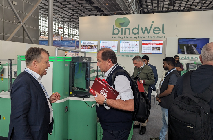 Bindwel Technologies presenting bookbinding machinery at Hunkeler Innovationdays in Switzerland, showcasing its role as an Indian manufacturer expanding into global digital bookbinding and customised printing solutions