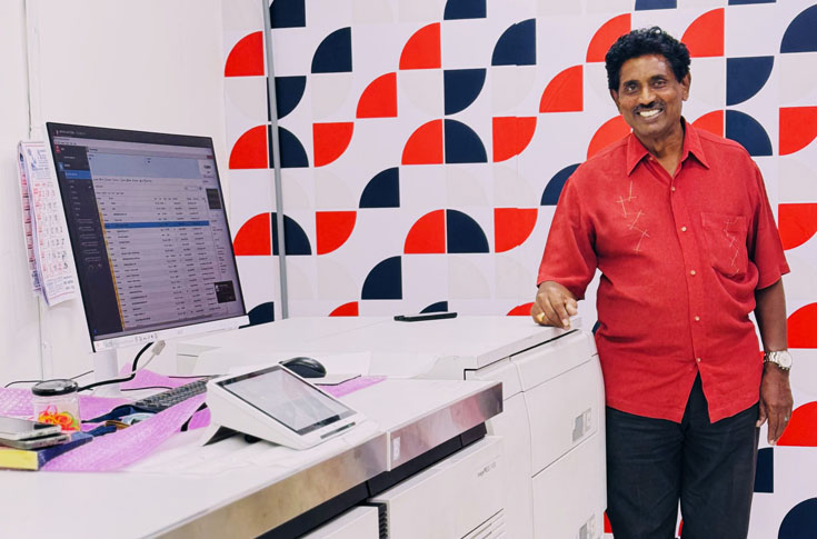Techno Offset Printers facility operating multiple Canon ImagePress digital presses including V700 and V1000 for high-quality commercial and monochrome printing