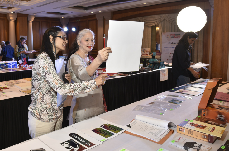 Jurors at PrintWeek Jury Day 2022 in Mumbai reviewing award entries featuring innovative print and packaging solutions for brand owners