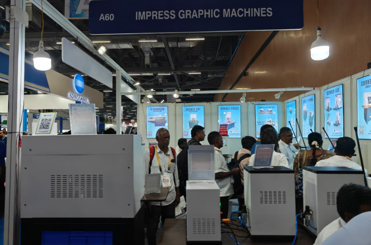 Impress Graphic V-grooving system for rigid box production at Bharat Print Expo 2026 Chennai