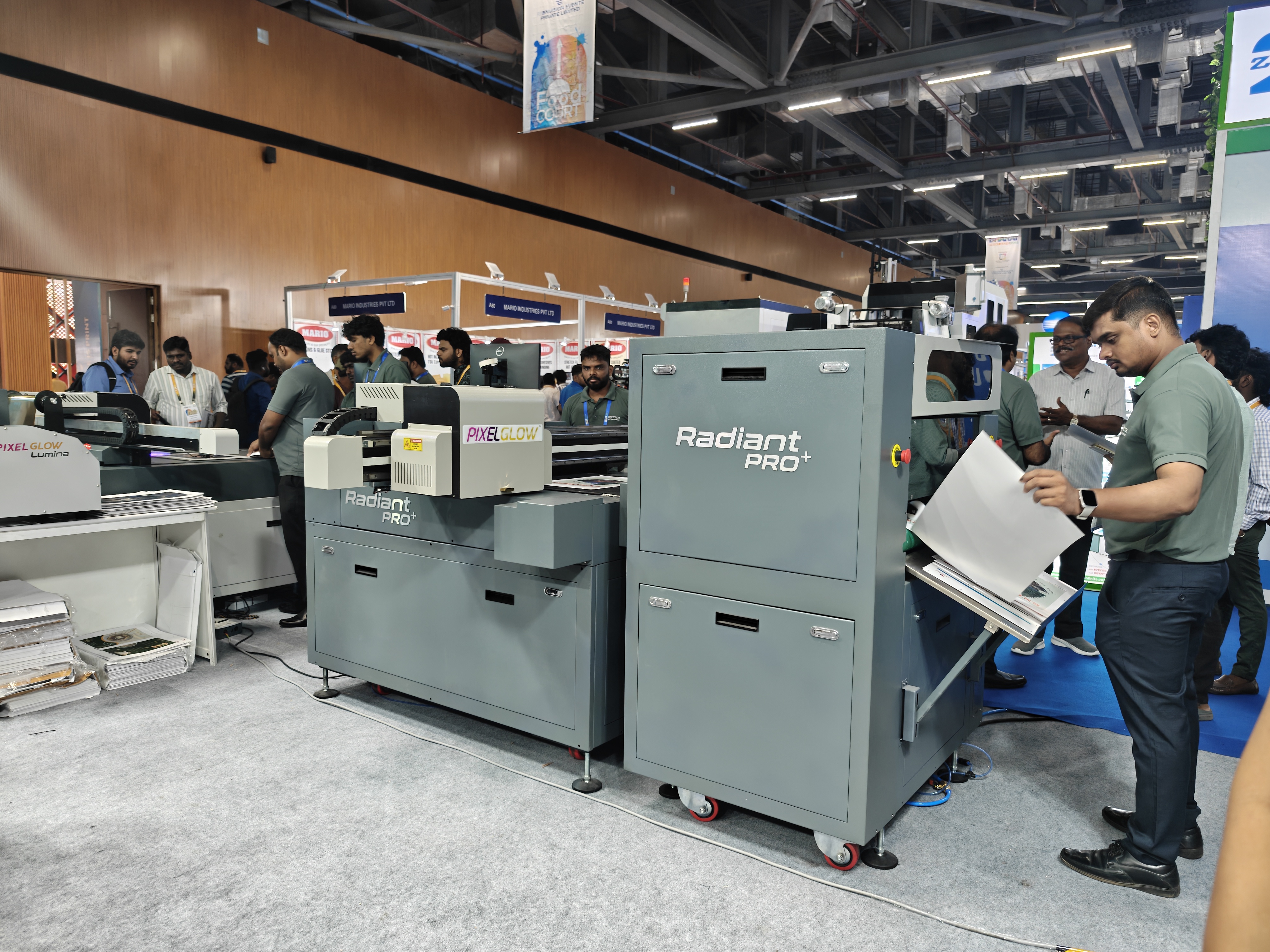 Monotech Systems Ricoh digital press and PixelGlow embellishment machines at Bharat Print Expo 2026 Chennai