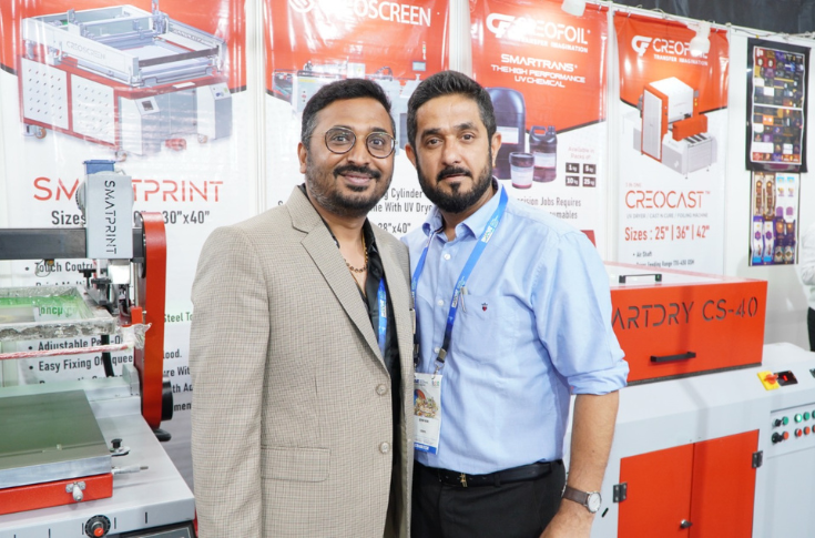 Creofoil screen-printing machine with UV dryer and foiling unit at Bharat Print Expo 2026 Chennai