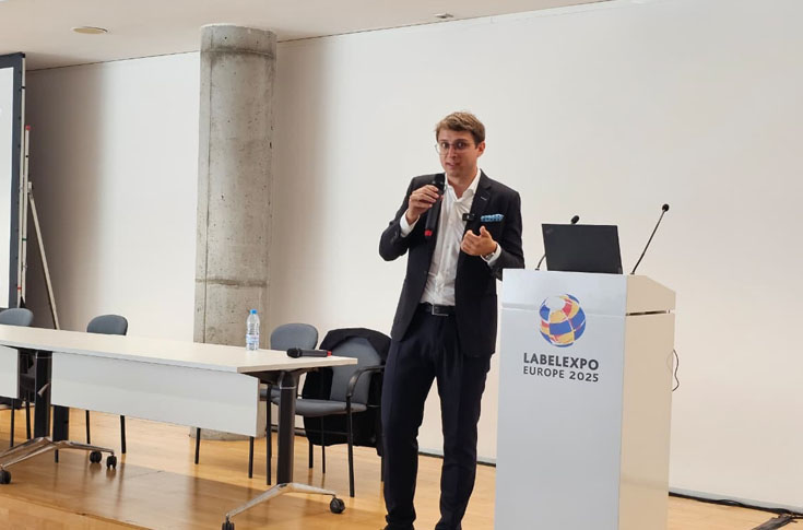 Durst digital printing systems and G3 label press platform showcased alongside company leadership discussing automation, sustainability, and global label and packaging printing technology strategy
