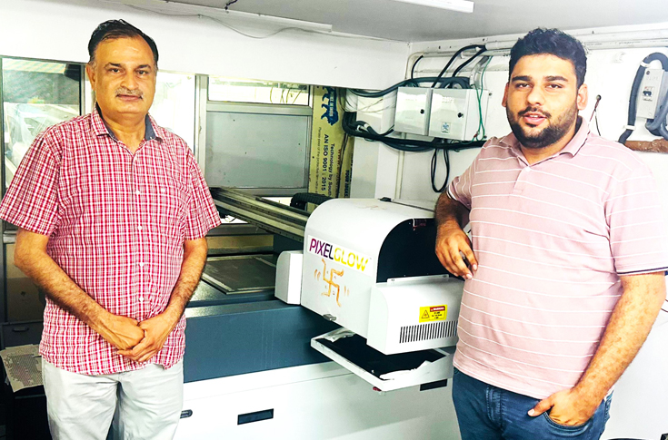 Devendra Photostat & Lamination production facility equipped with offset presses, digital printing systems, and a digital spot UV embellishment machine used for textured finishes, packaging, and security printing applications