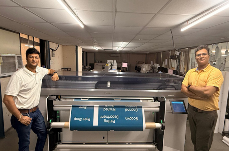 Green Tech Solutions’ Mumbai facility with Canon Colorado M5W wide-format printer installed by Arrow Digital, showcasing UVgel printing system for high-speed, sustainable décor, retail, and display applications with advanced white ink and premium finishing capabilities