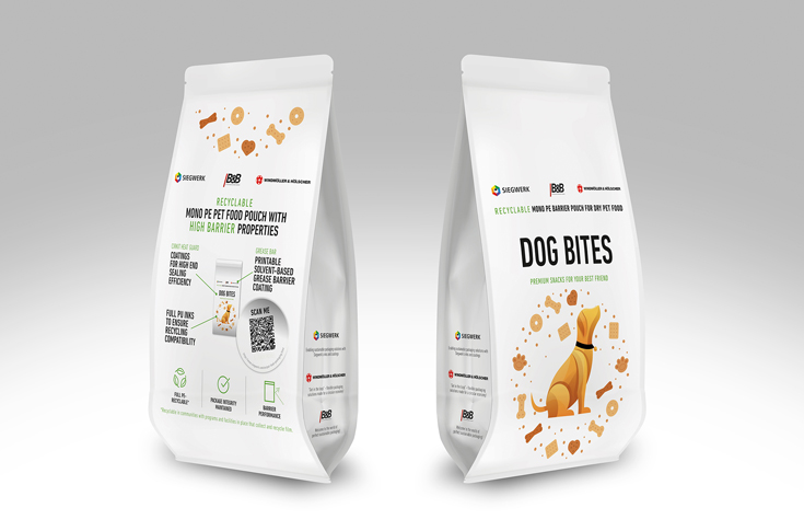 Recyclable mono-material pet food packaging developed by Siegwerk with advanced barrier coatings for sustainable flexible packaging applications