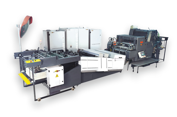 Alpna Rhino-Dexa offline coating and UV curing systems used for drip-off, gloss, matte, and specialty packaging print finishes