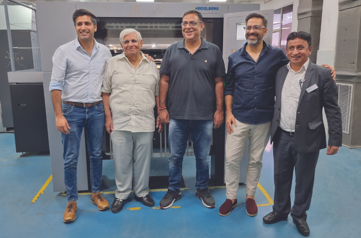 Heidelberg Speedmaster CX 104 printing press at White Print O Pack used for pharma mono carton packaging production with high-speed and precision printing