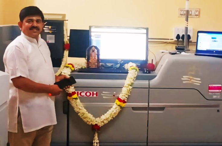 Prakash Digital facility in Bengaluru featuring the newly installed Ricoh Pro C7500 digital production press with fifth colour station technology, supplied by Monotech Systems, improving print quality, speed, and production capacity