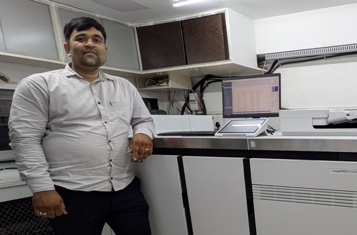 Aakruti Cards using Canon iPR V1000 digital production press for high-speed printing of premium cards envelopes and decorative stationery with enhanced colour quality and media versatility