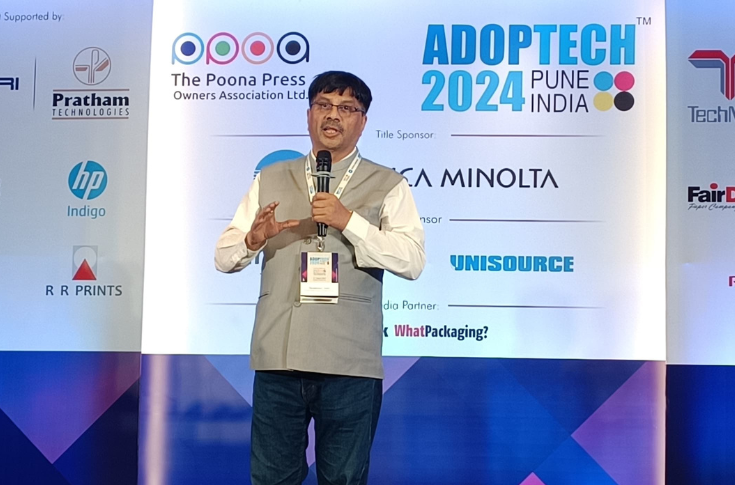 Industry discussion at PPOA’s Adoptech event in Pune focusing on the evolution of printing technology from typewriters and cyclostyling machines to modern offset printing, and initiatives to promote printing education and knowledge sharing among professionals