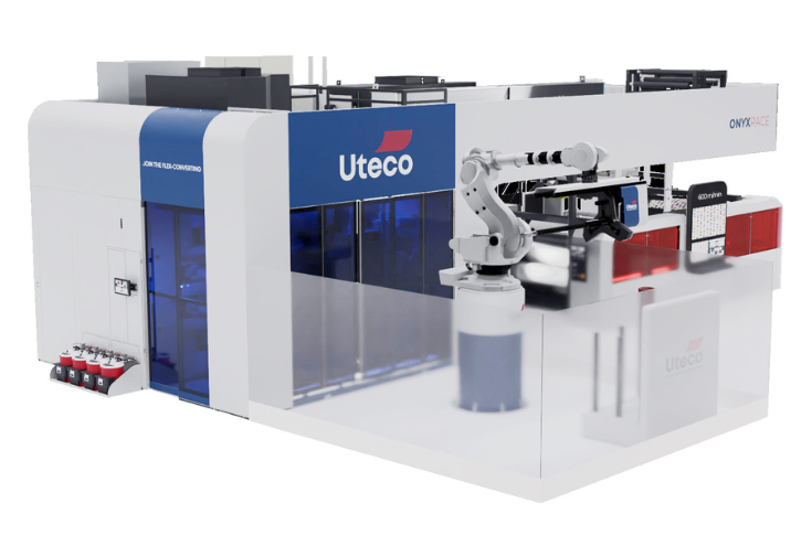 Uteco displaying the OnyxRace flexo CI press and sustainable flexible packaging technologies at drupa 2024
