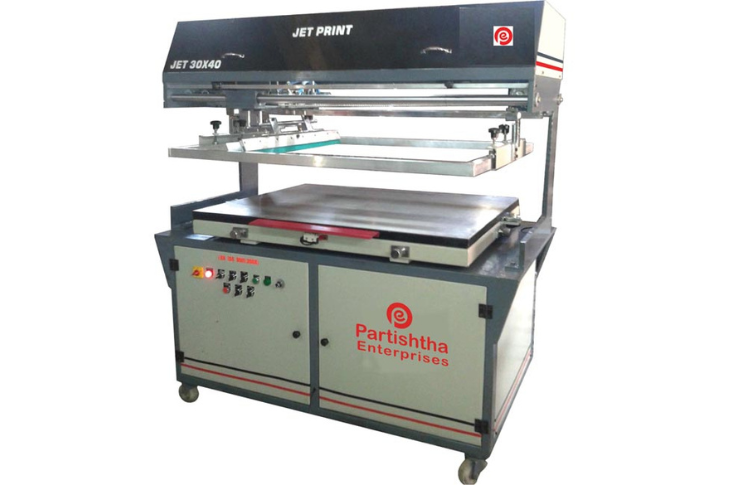 Partistha Enterprises presents the Jet Print 30x40 jet screen printing machine at PrintPack India 2025 for printing paper and wedding cards