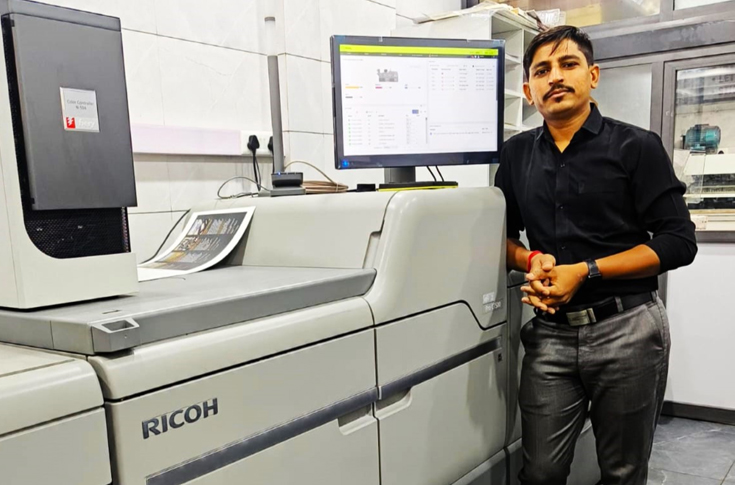 Digital production printing setup at Print House using the Ricoh Pro C7500 press producing high-quality custom sticker prints with enhanced speed, colour accuracy, and media versatility