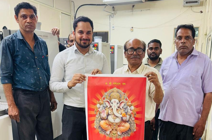 Jawa Printers Karnal production facility featuring Komori Enthrone E429 offset printing press used for high-speed commercial printing of calendars and packaging materials with advanced automation and print quality control systems
