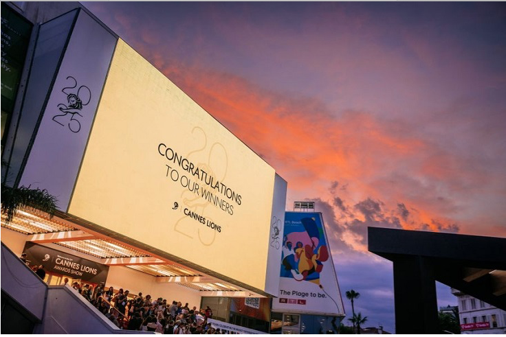 Cannes Lions 2025 awards stage highlighting Indian advertising campaigns including Ariel #ShareTheLoad, Lucky Yatra, and other creative brand experience and activation-winning entries