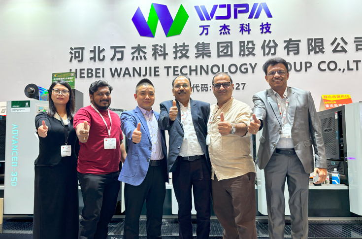 Rachna Print & Pack facility showcasing Wanjie Advance 350 hybrid offset press with flexo, rotary die-cutting and cold foil unit, highlighting automated packaging and label production setup