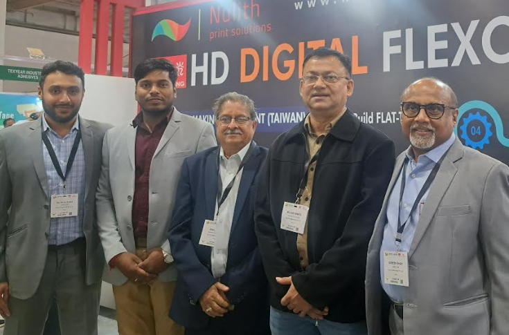 Nulith Graphics showcasing flexo plate processing equipment, HD digital flexo plates, and LED exposure machine at Labelexpo India 2024 for label printing applications