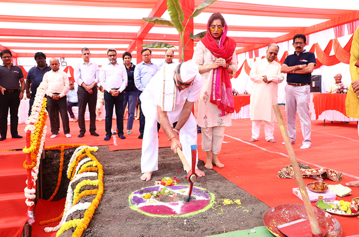 Cosmo First leadership team at the Bhoomi Pujan ceremony in Auric City, Bidkin, Maharashtra, celebrating the company’s strategic manufacturing expansion and growth plans