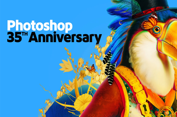Adobe Photoshop 35th anniversary celebration highlighting the evolution of digital imaging software used for design, photo editing, and creative visual storytelling across industries