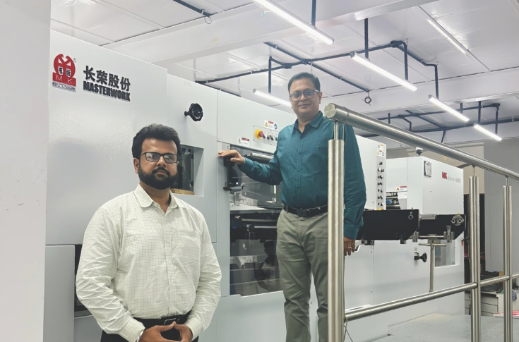 MK Masterwork Ecocut 106 CS die-cutting and stripping machine installed at Saroj Art Printers’ pharma packaging facility in Mumbai, supporting high-precision mono carton and folding carton production