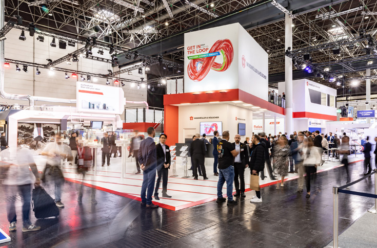 W&H at Drupa 2024 showcasing Alphaflex CI flexo press, Vistaflex II, and digital printing solutions for flexible packaging with high speed printing, automation, and industrial-scale package printing innovation